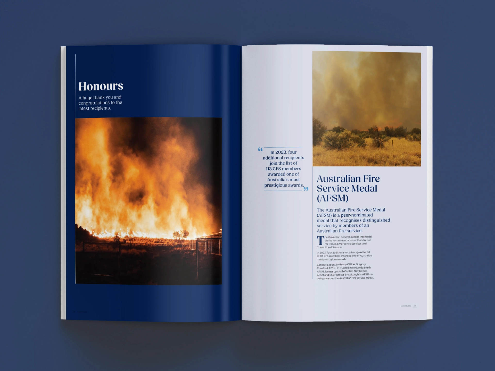 South Australian Country Fire Service (SACFS) - yearbook internal spread 2023