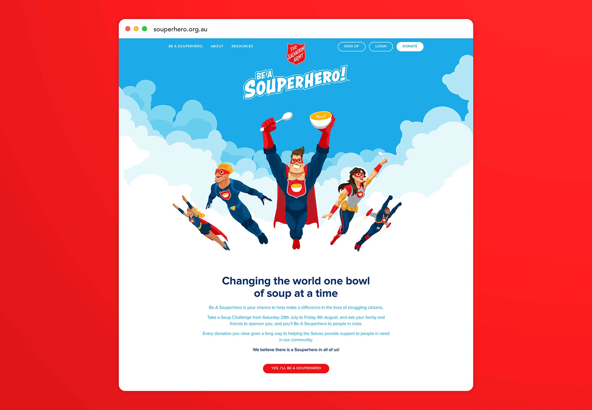 Be a Souperhero website home page