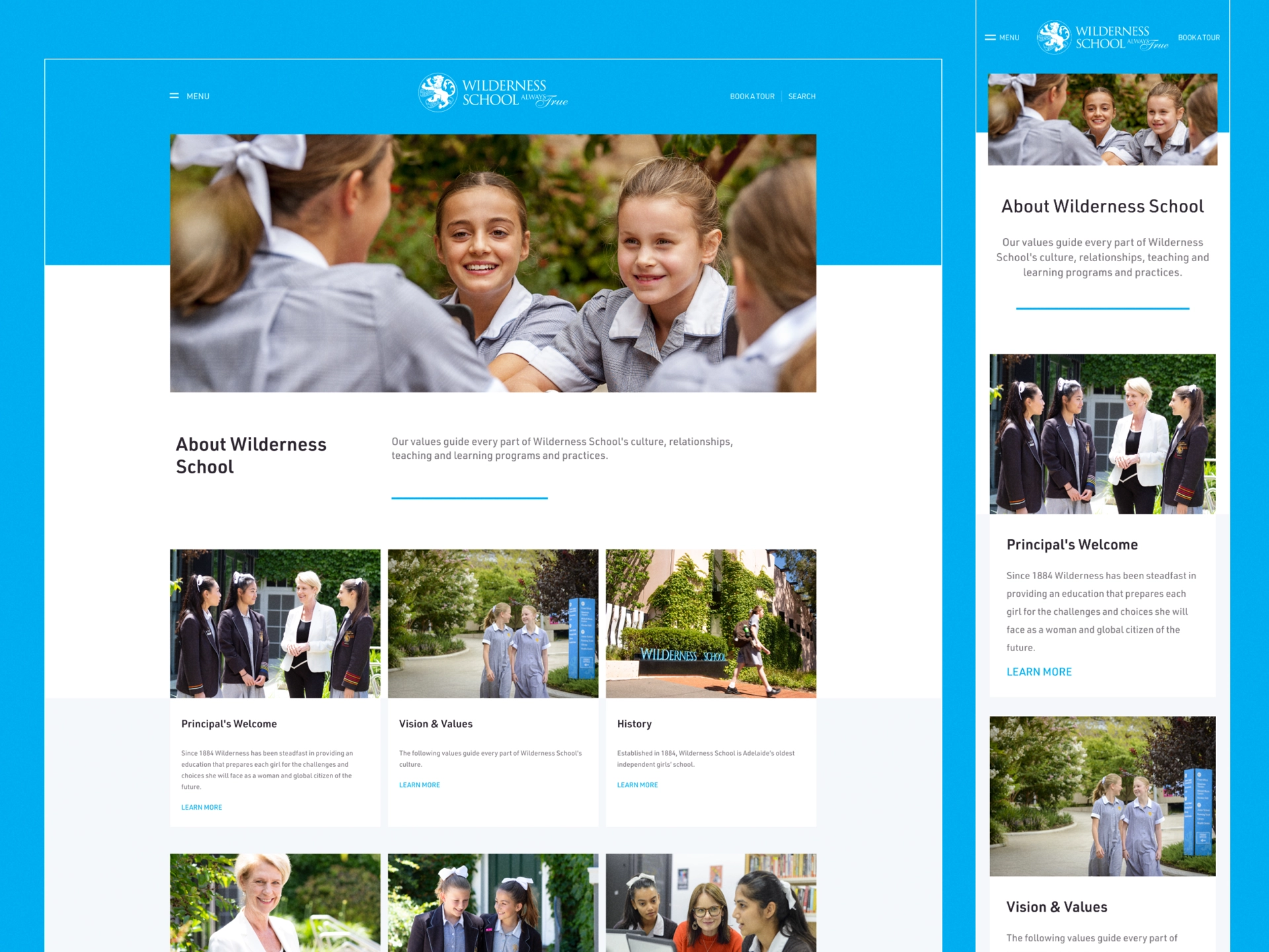 Wilderness School website category page design